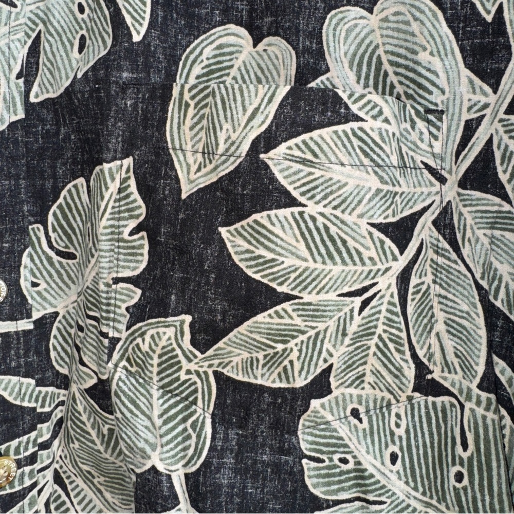 Cooke Street Reverse Print Hawaiian Aloha Shirt Black Monstera Leaf Men's L - Picture 4 of 9
